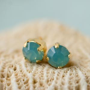 Turquoise Stud Crystal Dot Earrings