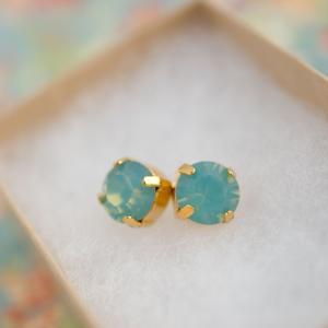 Turquoise Stud Crystal Dot Earrings