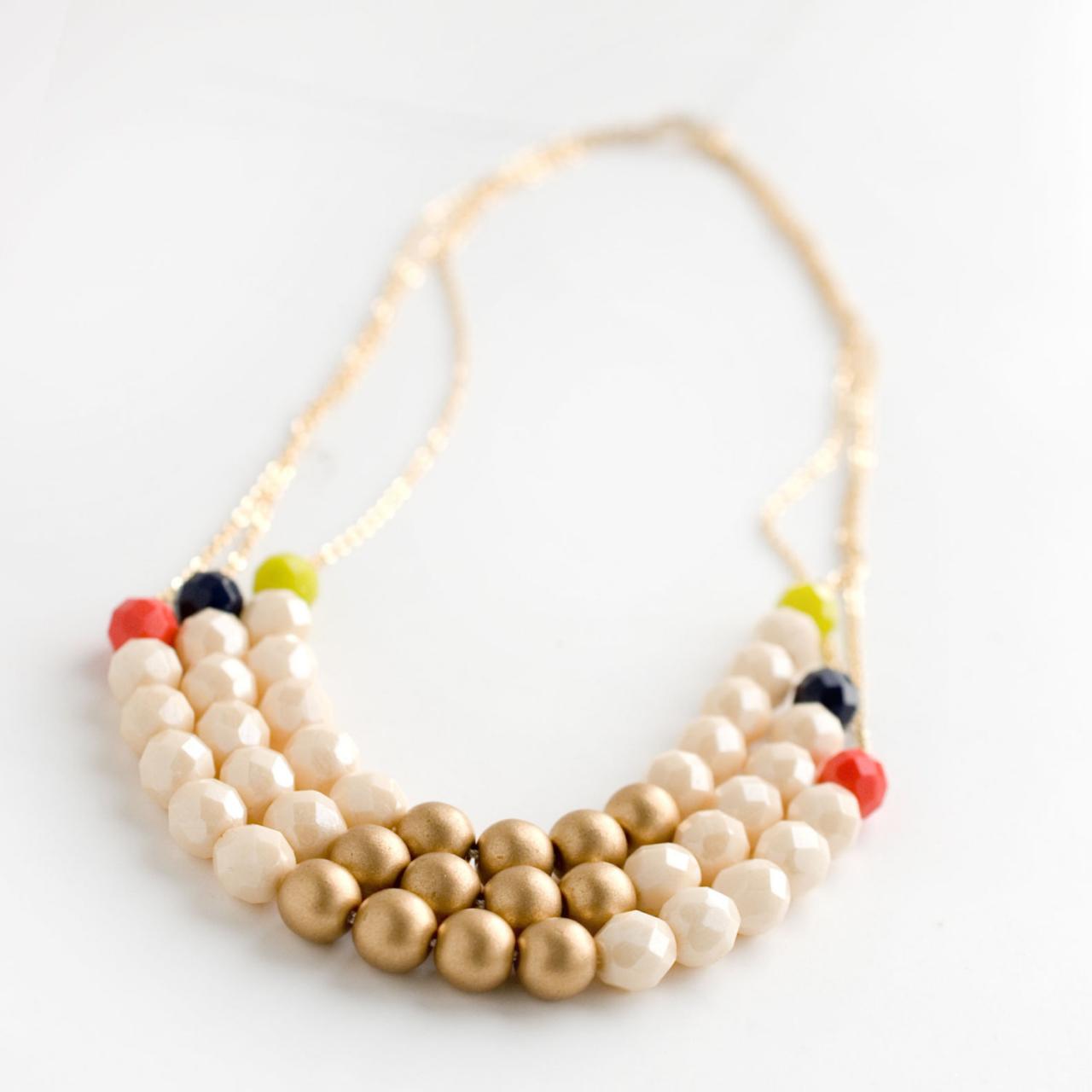 Chunky Czech Bead Statement Necklace Multi Strand Necklace on Luulla