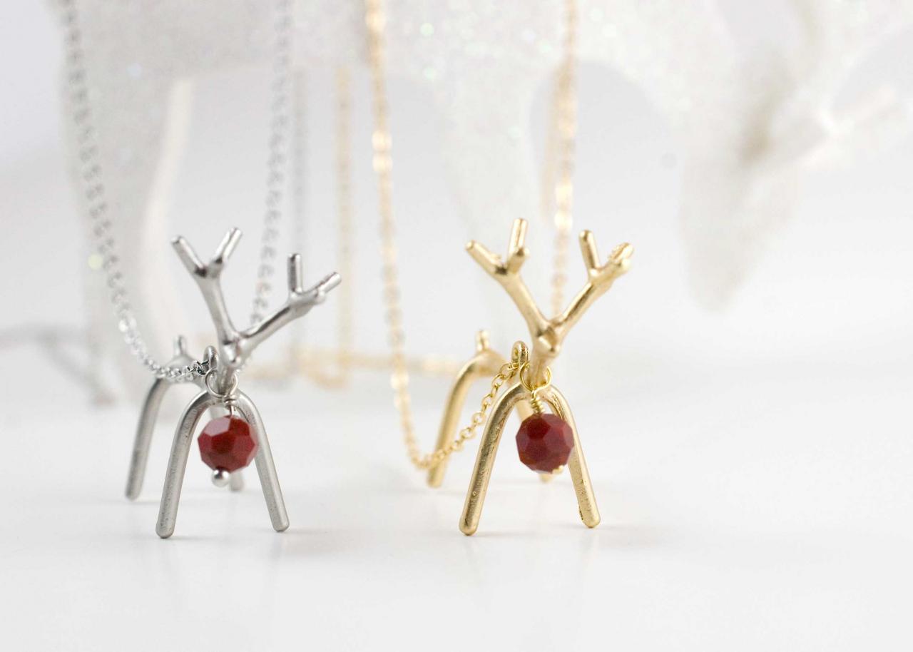 Reindeer Necklace Christmas Jewelry Rudolph Necklace on Luulla