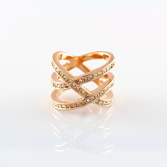 Gold Plated Rhinestone Multi Strand Ring Ships From Us