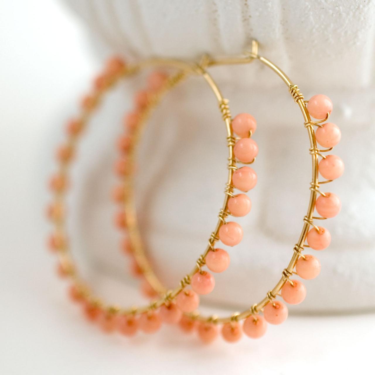 Coral hoop earrings clearance