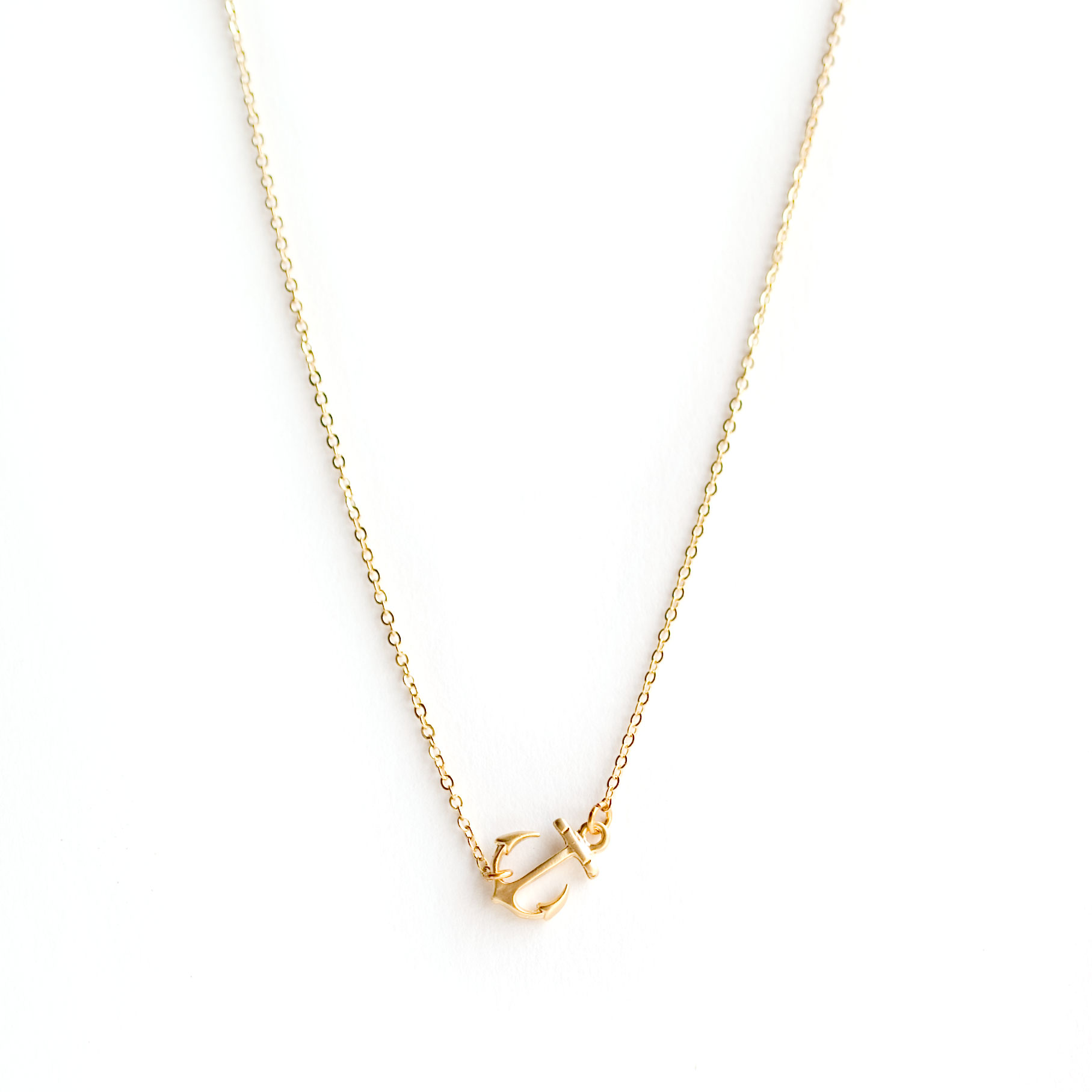 Gold Sideways Anchor Necklace on Luulla