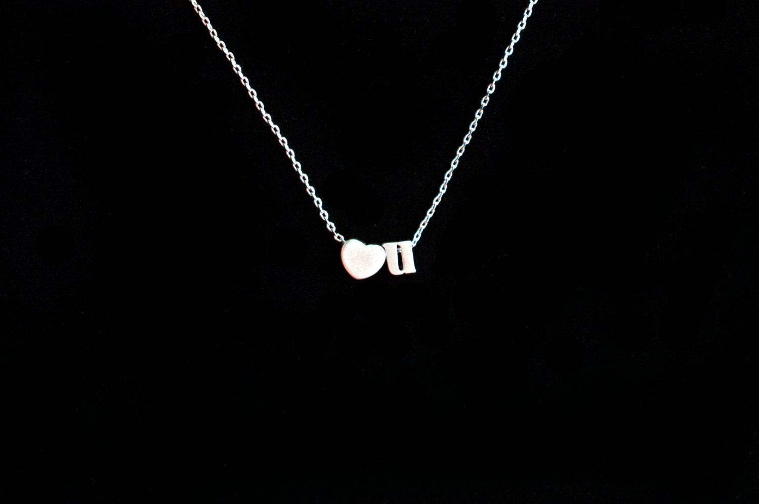 Luv U Love You Tiny Silver Lowercase Letter Necklace On Luulla