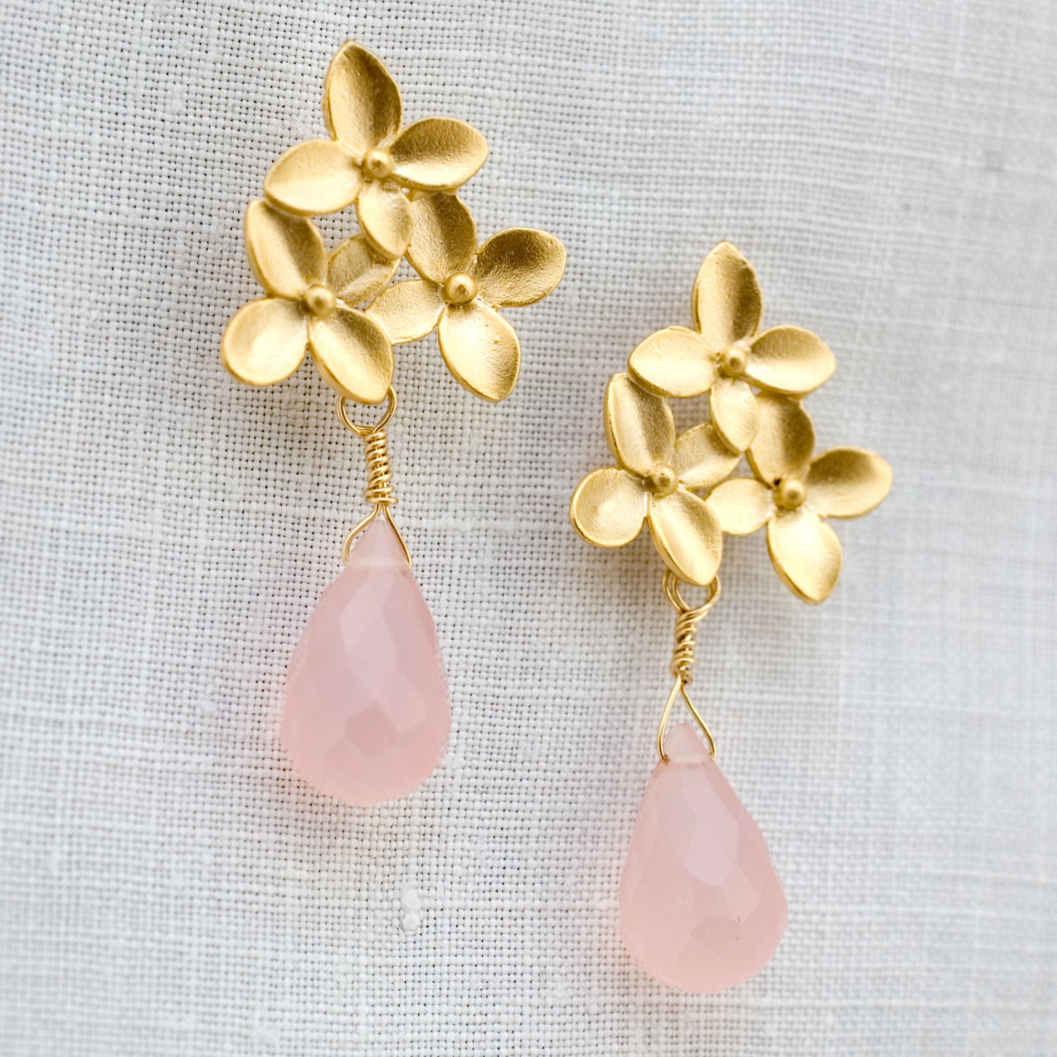 Pink Quartz Earrings, Pink Gemstone Jewelry, Pink Wedding Jewelry, Bridesmaids Gifts on Luulla