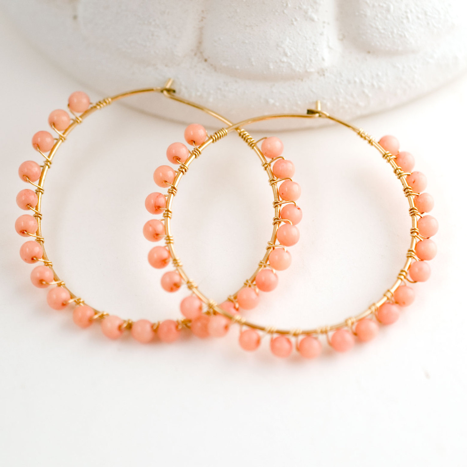 Coral hoop earrings clearance